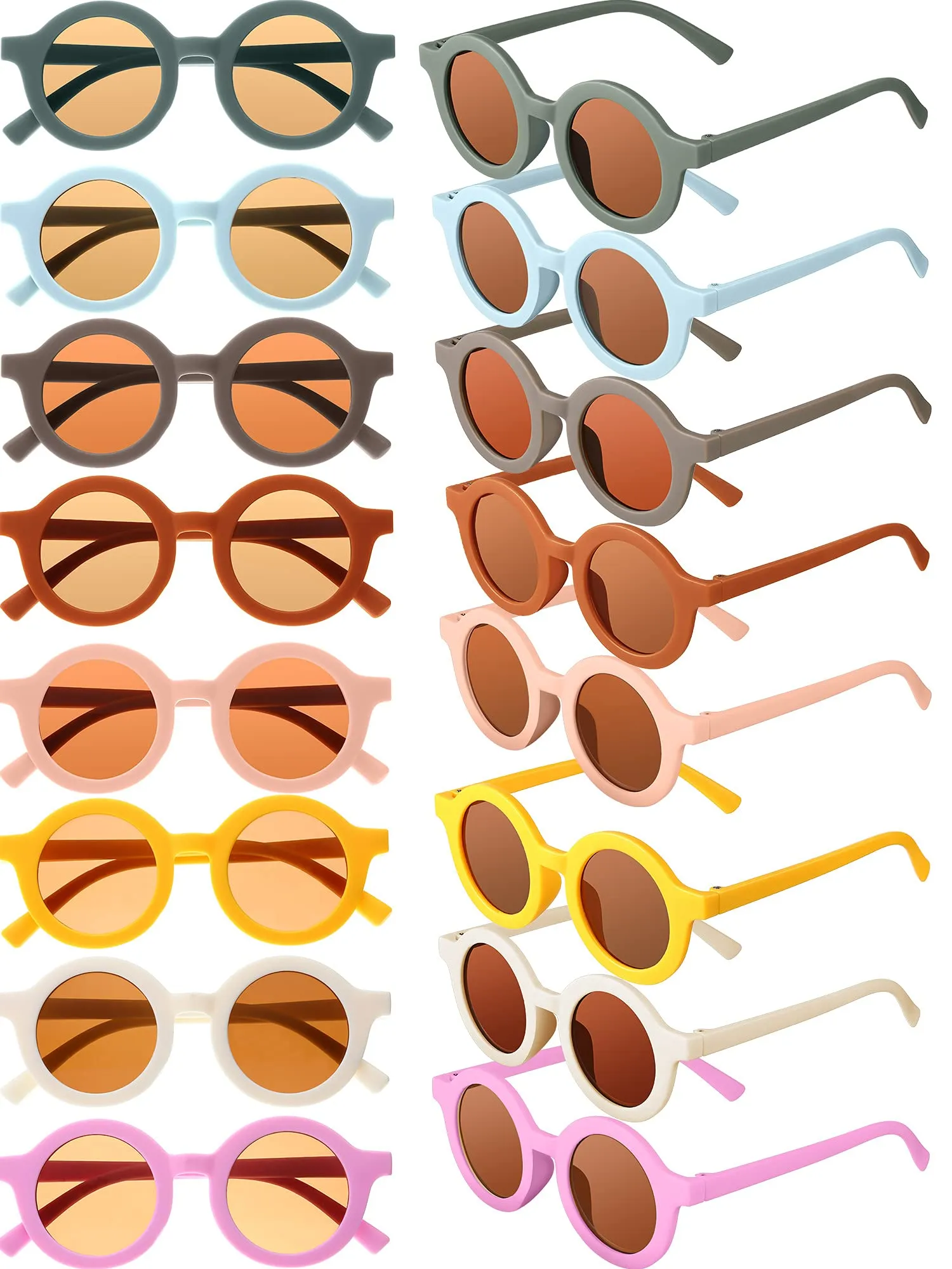16 Pairs Kids Sunglasses Cute Round Sunglasses Baby Sunglasses Colorful Toddler Eyewear Glasses for Kids Boys Girls Beach Outdoor Sports, Age 3-10