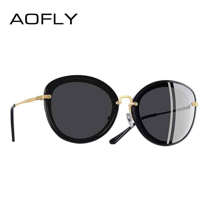 AOFLY BRAND DESIGN Fashion Ladies Cat Eye Sunglasses Metal Legs Polarized Sunglasses Women Oculos Gafas A137