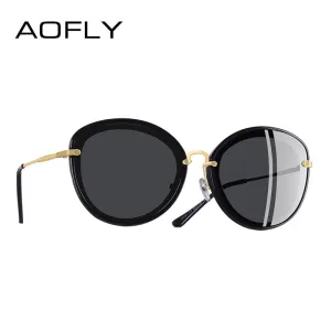 AOFLY BRAND DESIGN Fashion Ladies Cat Eye Sunglasses Metal Legs Polarized Sunglasses Women Oculos Gafas A137