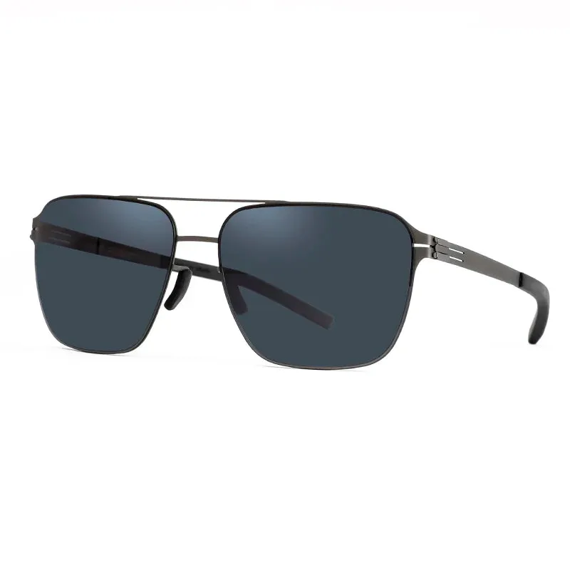 Black Mask Men's Full Rim Square Double Bridge Stainless Steel Sunglasses 491759