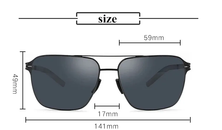 Black Mask Men's Full Rim Square Double Bridge Stainless Steel Sunglasses 491759