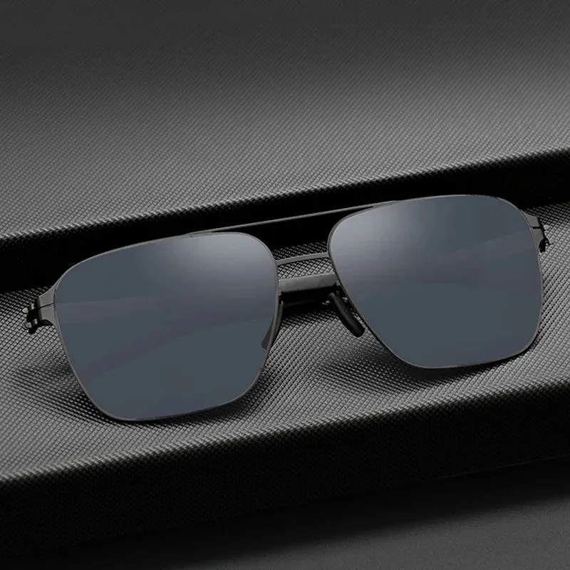 Black Mask Men's Full Rim Square Double Bridge Stainless Steel Sunglasses 491759