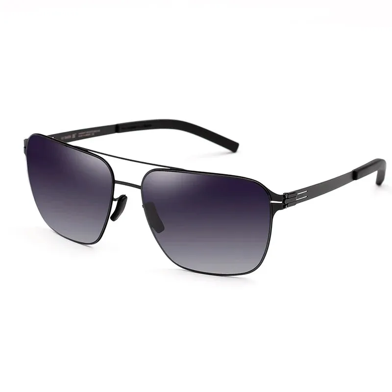 Black Mask Men's Full Rim Square Double Bridge Stainless Steel Sunglasses 491759