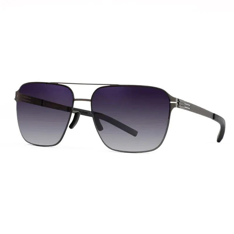 Black Mask Men's Full Rim Square Double Bridge Stainless Steel Sunglasses 491759
