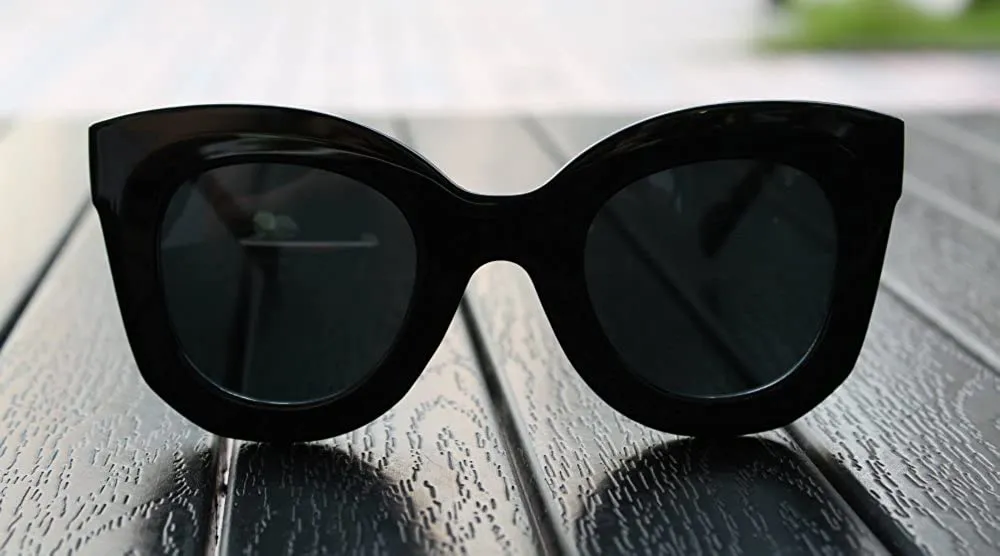 Black Semi Cat Eye UV Coating Clear Gradient Lens Sunglasses