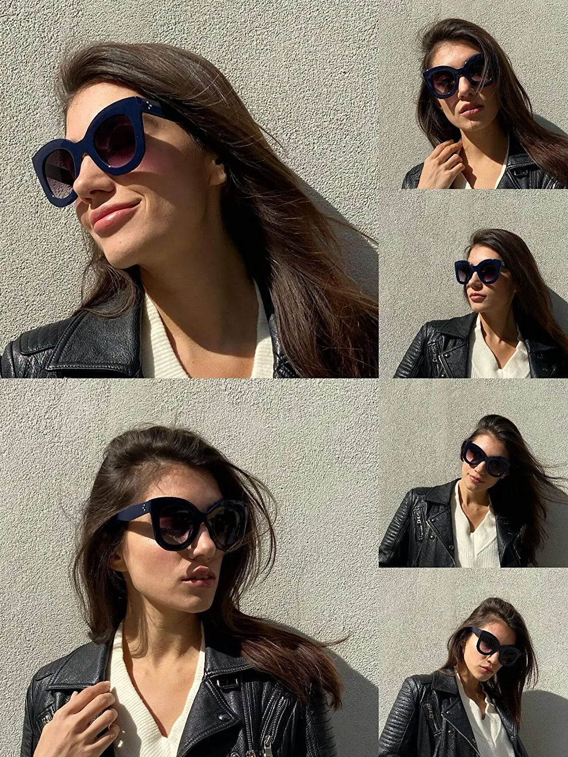 Black Semi Cat Eye UV Coating Clear Gradient Lens Sunglasses