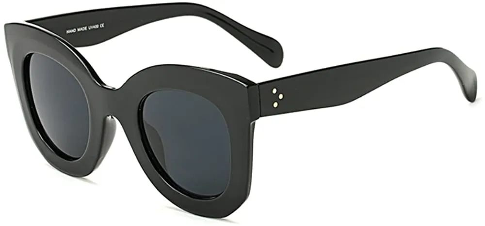 Black Semi Cat Eye UV Coating Clear Gradient Lens Sunglasses