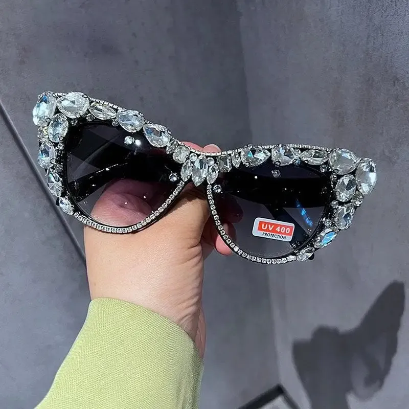 Cat Eye Embellished Crystal Sunglasses