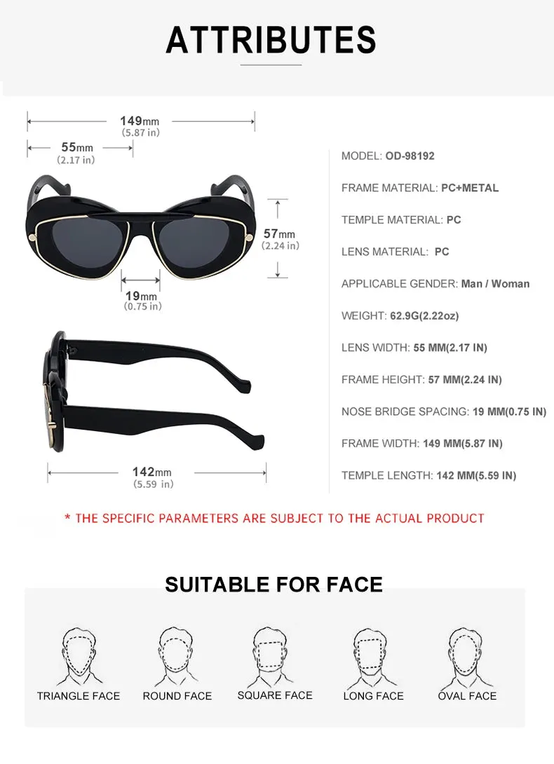Cat Eye Punk Style Overlay Frame Sunglasses Luxury Fashion Steampunk Double Frame Sun Glasses Y2k Sports Shield Eyewear Sun Shades