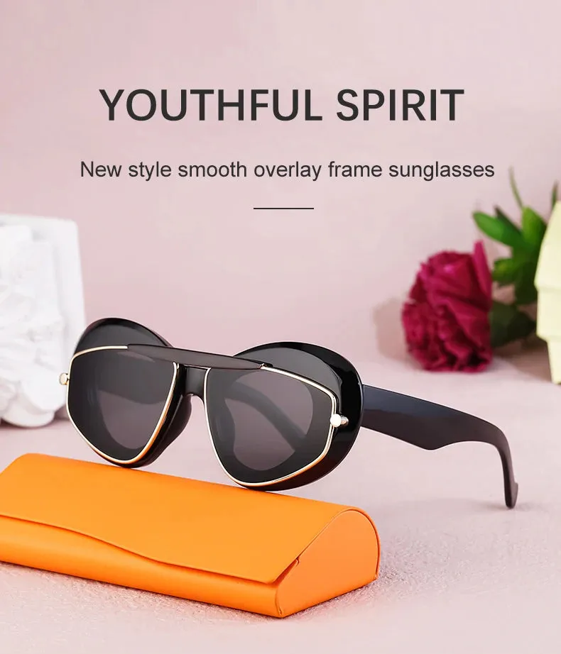 Cat Eye Punk Style Overlay Frame Sunglasses Luxury Fashion Steampunk Double Frame Sun Glasses Y2k Sports Shield Eyewear Sun Shades
