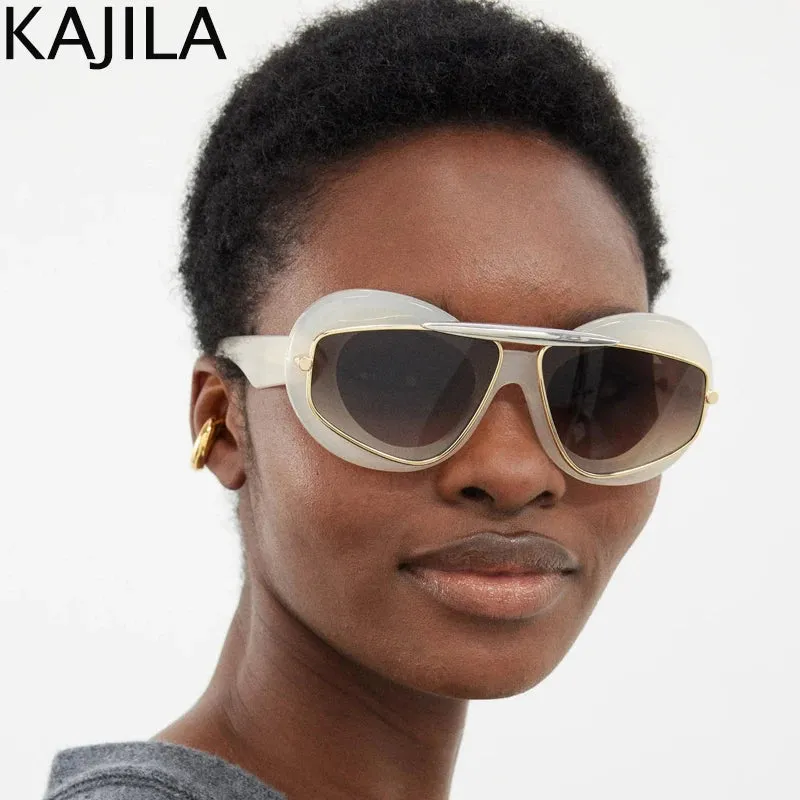 Cat Eye Punk Style Overlay Frame Sunglasses Luxury Fashion Steampunk Double Frame Sun Glasses Y2k Sports Shield Eyewear Sun Shades