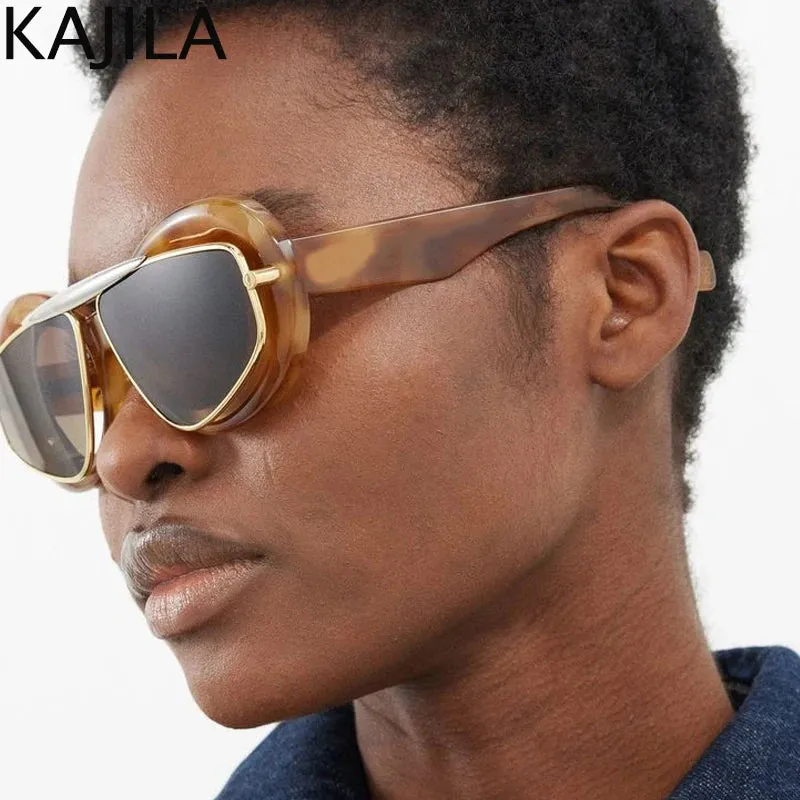 Cat Eye Punk Style Overlay Frame Sunglasses Luxury Fashion Steampunk Double Frame Sun Glasses Y2k Sports Shield Eyewear Sun Shades