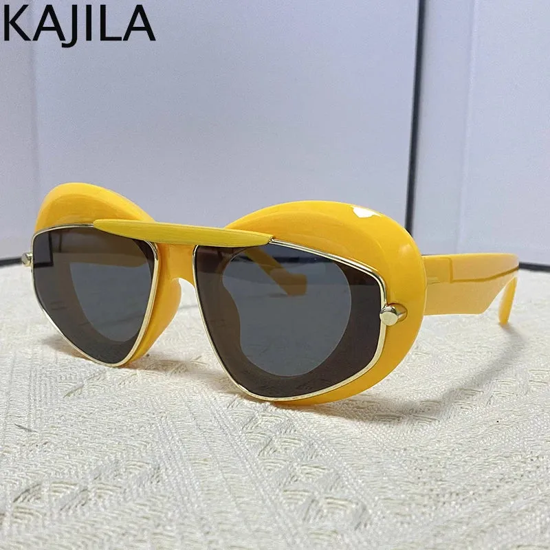 Cat Eye Punk Style Overlay Frame Sunglasses Luxury Fashion Steampunk Double Frame Sun Glasses Y2k Sports Shield Eyewear Sun Shades