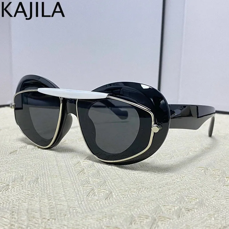 Cat Eye Punk Style Overlay Frame Sunglasses Luxury Fashion Steampunk Double Frame Sun Glasses Y2k Sports Shield Eyewear Sun Shades