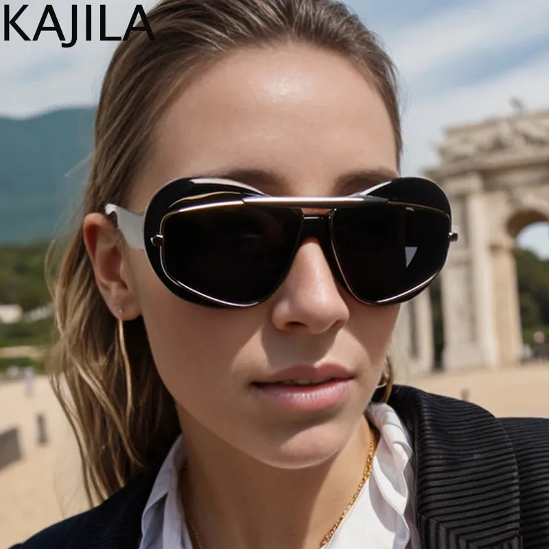 Cat Eye Punk Style Overlay Frame Sunglasses Luxury Fashion Steampunk Double Frame Sun Glasses Y2k Sports Shield Eyewear Sun Shades