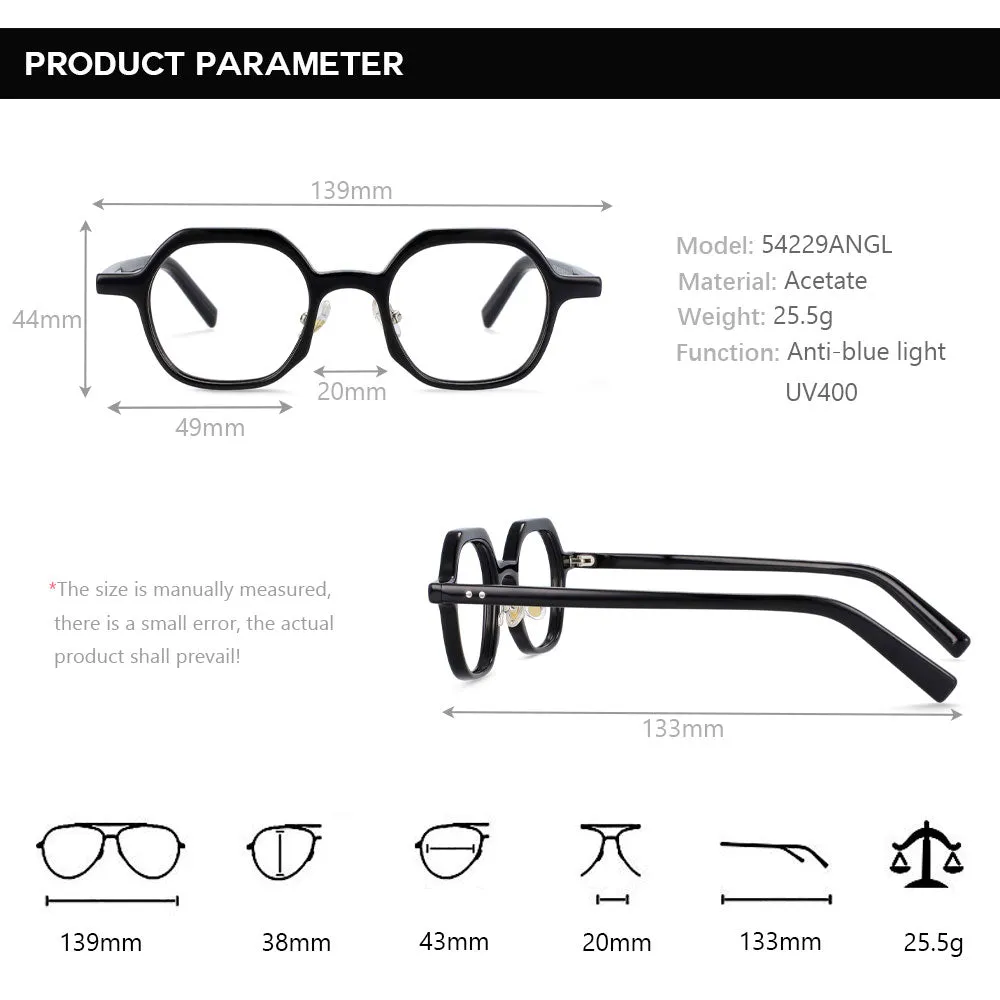 CCspace Unisex Full Rim Polygonal Acetate Frame Eyeglasses 54229