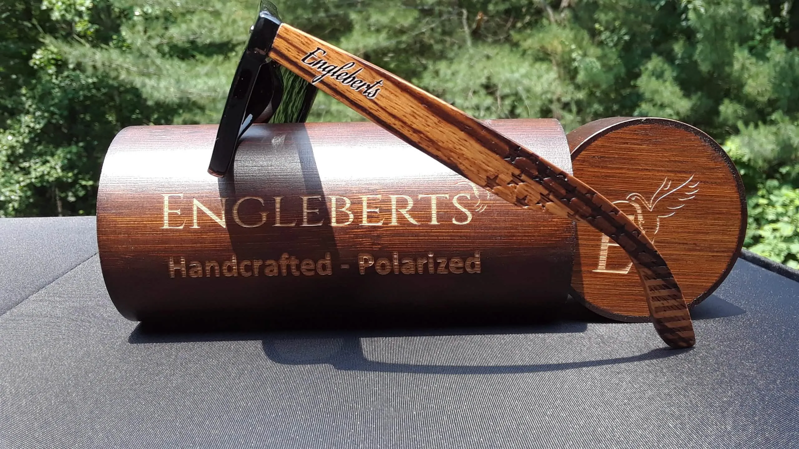 Engleberts Eco-Friendly Zebrawood Polarized Sunglasses with Artisan Bamboo Case