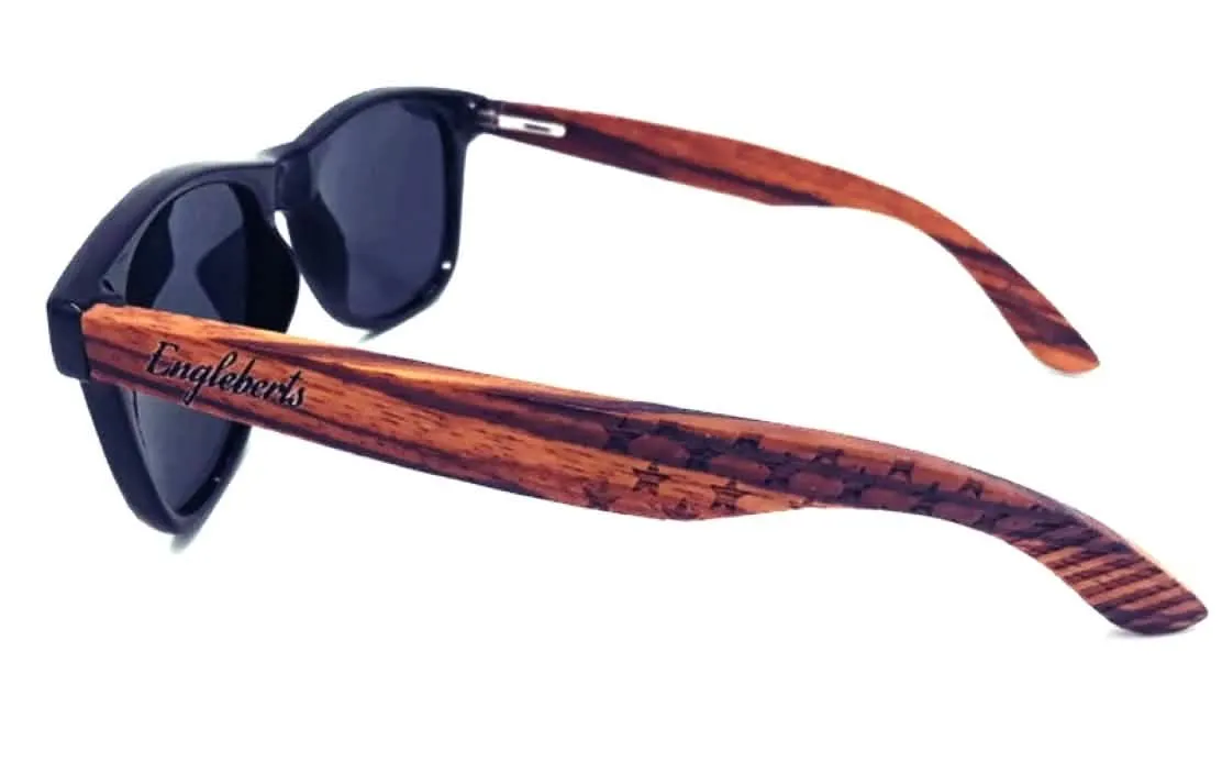 Engleberts Eco-Friendly Zebrawood Polarized Sunglasses with Artisan Bamboo Case