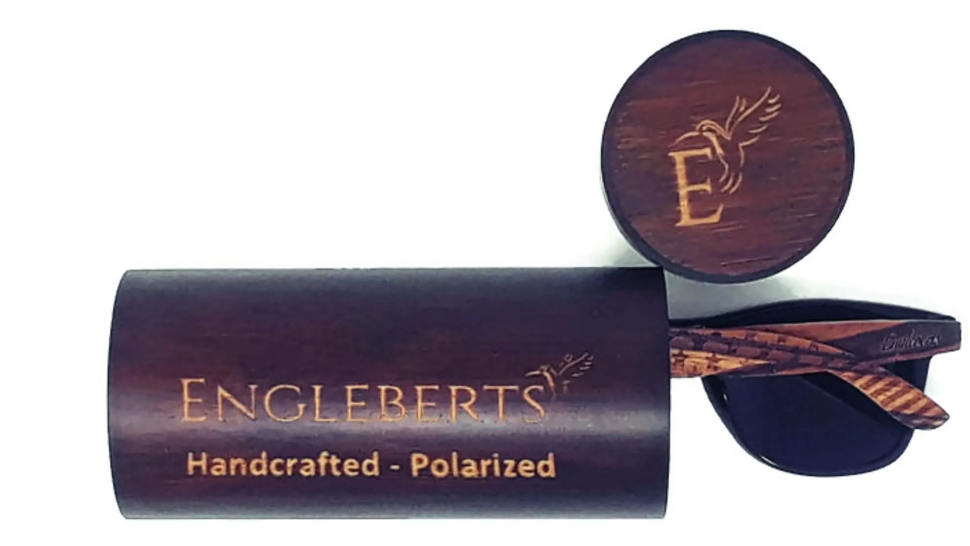 Engleberts Eco-Friendly Zebrawood Polarized Sunglasses with Artisan Bamboo Case