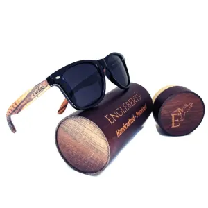 Engleberts Eco-Friendly Zebrawood Polarized Sunglasses with Artisan Bamboo Case