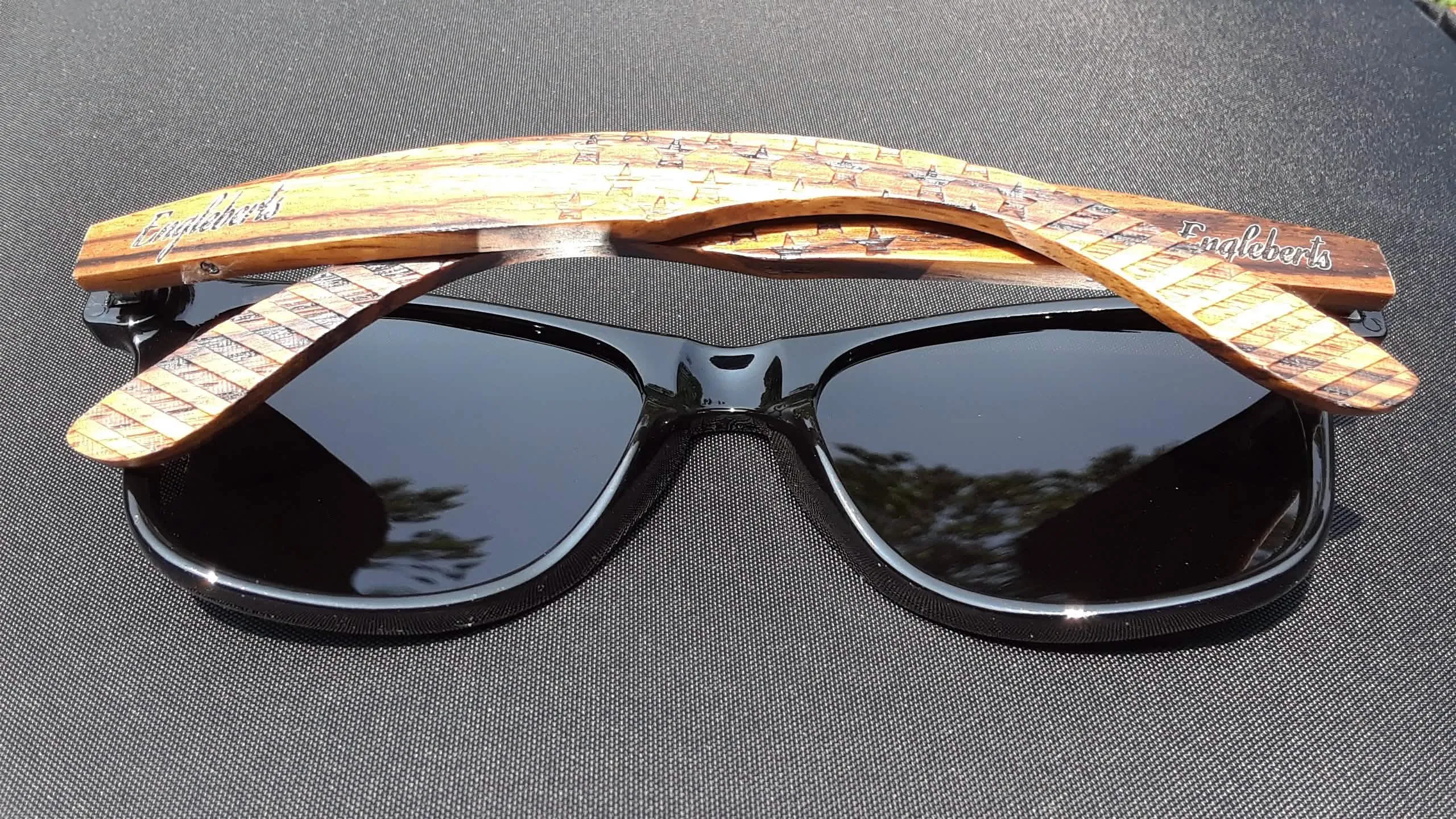 Engleberts Eco-Friendly Zebrawood Polarized Sunglasses with Artisan Bamboo Case