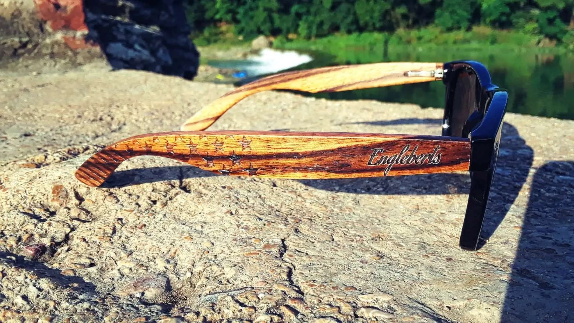Engleberts Eco-Friendly Zebrawood Polarized Sunglasses with Artisan Bamboo Case
