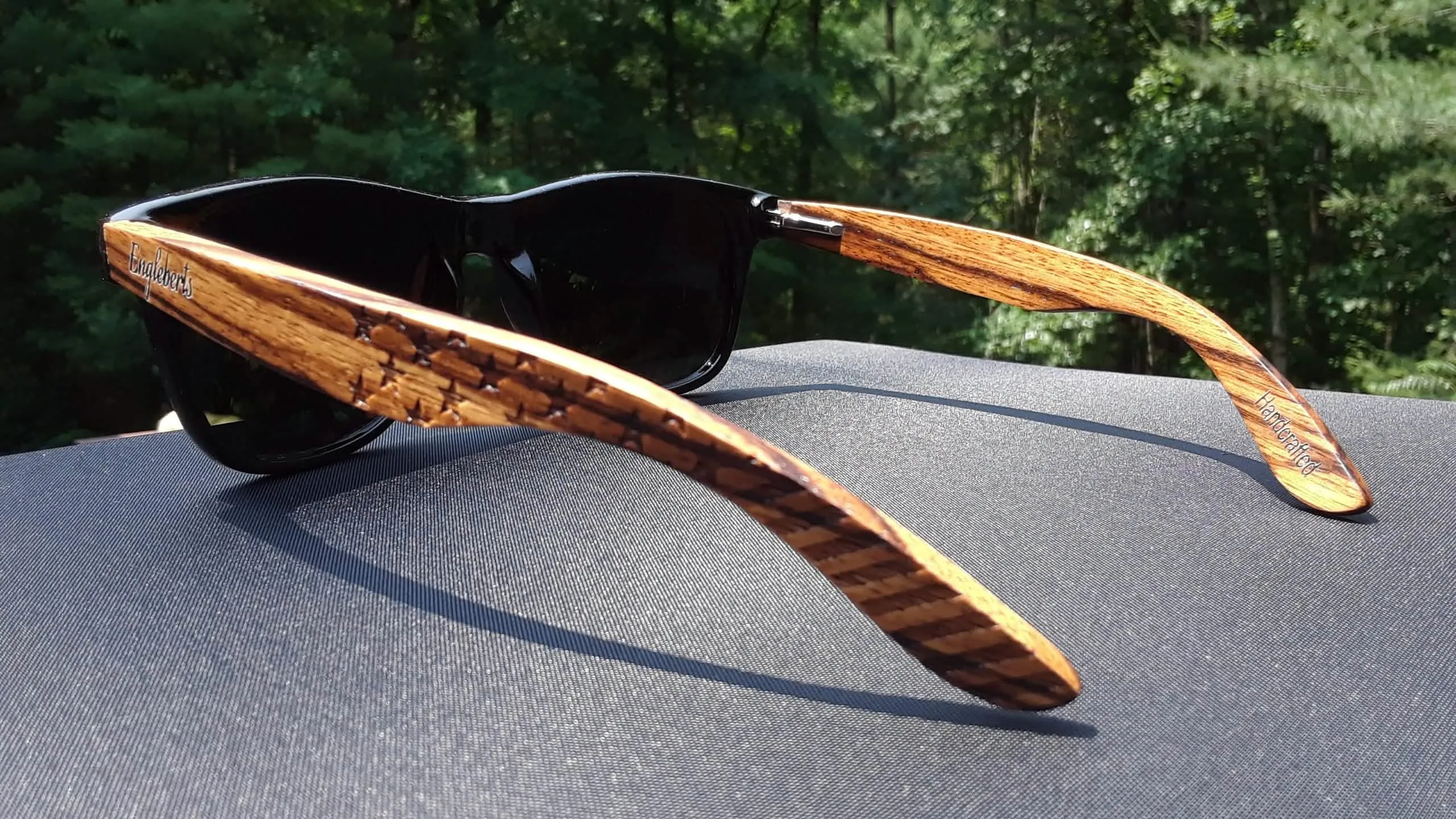 Engleberts Eco-Friendly Zebrawood Polarized Sunglasses with Artisan Bamboo Case