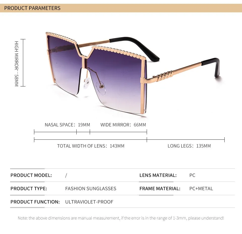 Jazmin- Oversized Square Sunglasses ; Luxury Shades