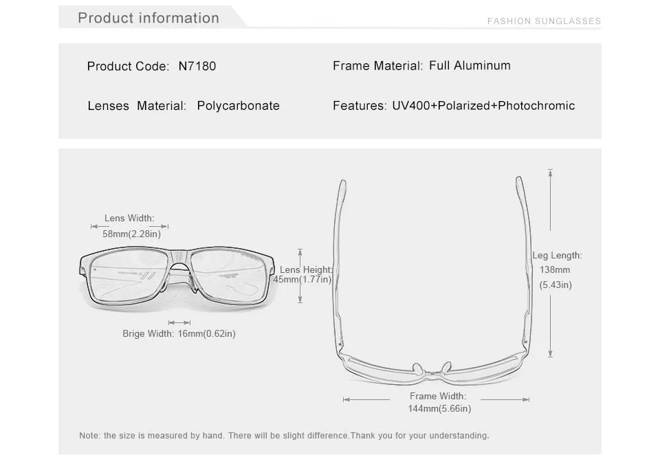 KINGSEVEN Photochromic Sunglasses Men Women Polarized Chameleon Glasses  Anti-glare