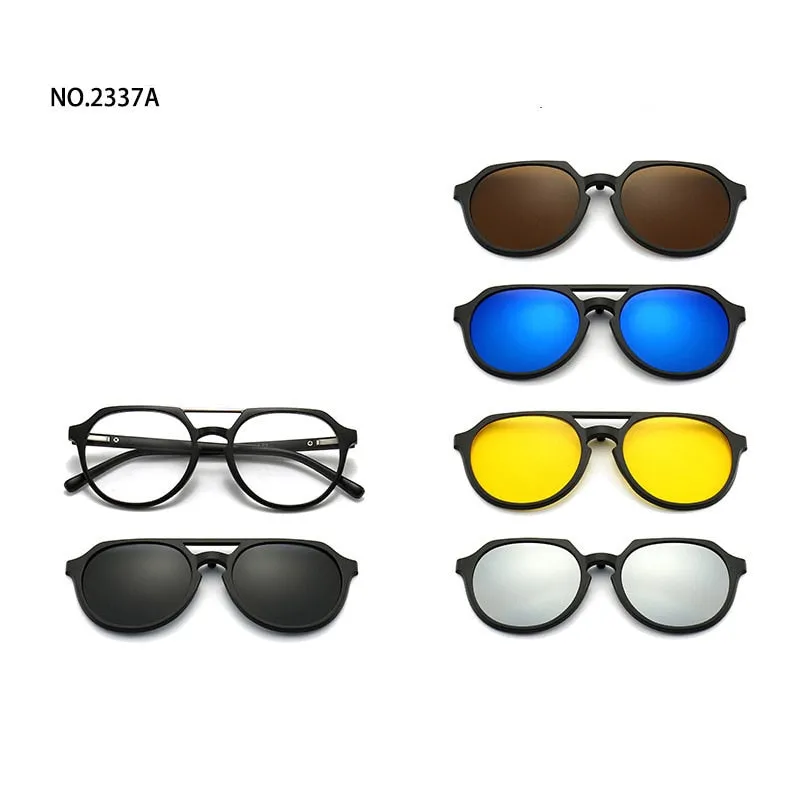 love609---6 In 1 Custom Men Polarized Optical Magnetic Sunglasses