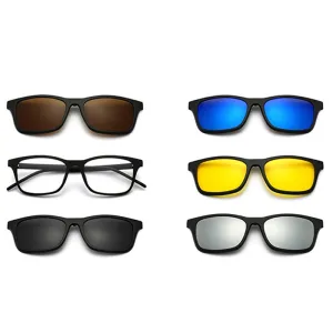 love609---6 In 1 Custom Men Polarized Optical Magnetic Sunglasses