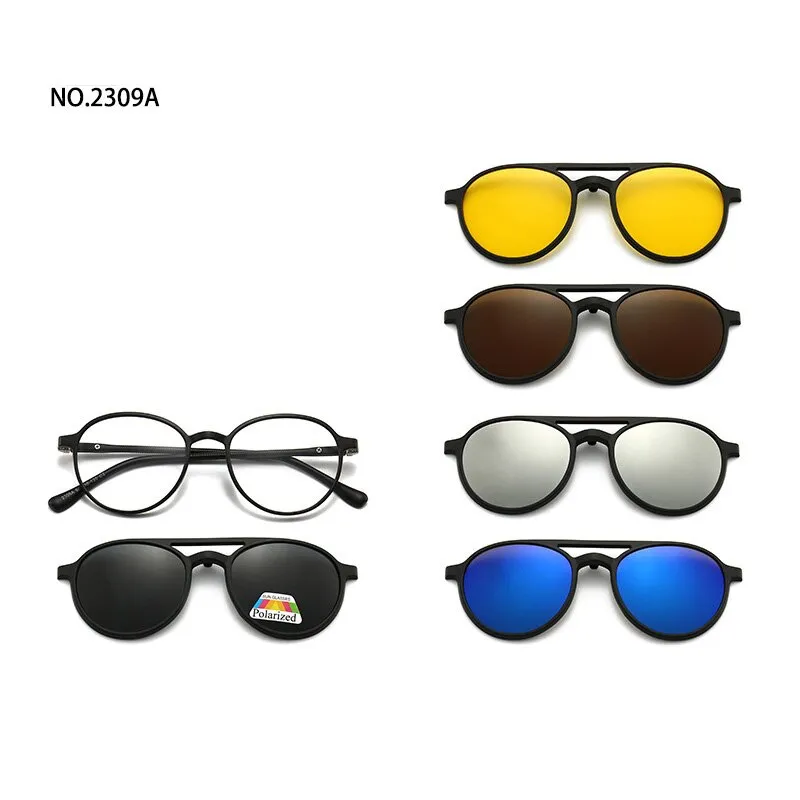 love609---6 In 1 Custom Men Polarized Optical Magnetic Sunglasses