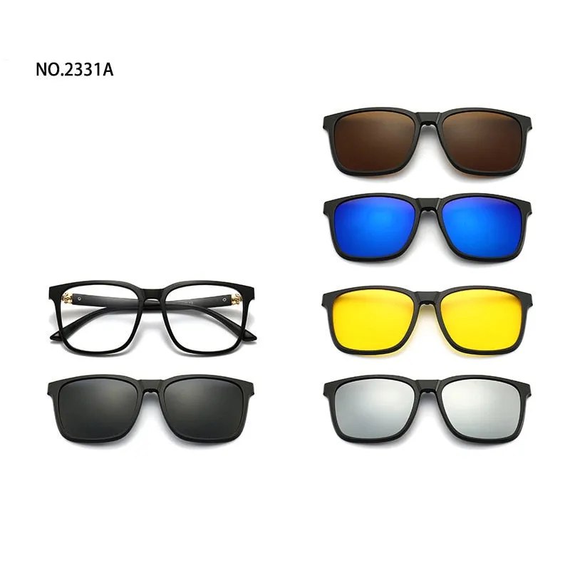 love609---6 In 1 Custom Men Polarized Optical Magnetic Sunglasses