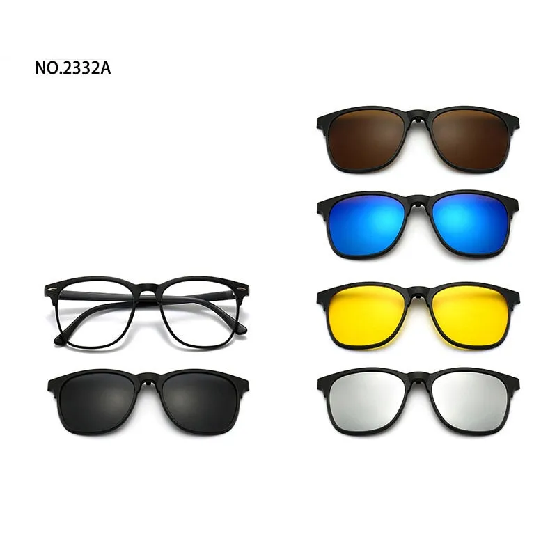 love609---6 In 1 Custom Men Polarized Optical Magnetic Sunglasses