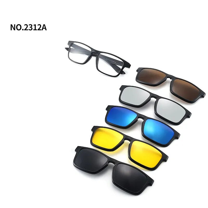love609---6 In 1 Custom Men Polarized Optical Magnetic Sunglasses