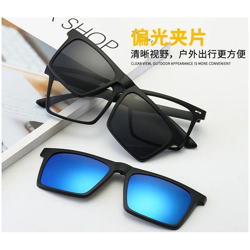 love609---6 In 1 Custom Men Polarized Optical Magnetic Sunglasses