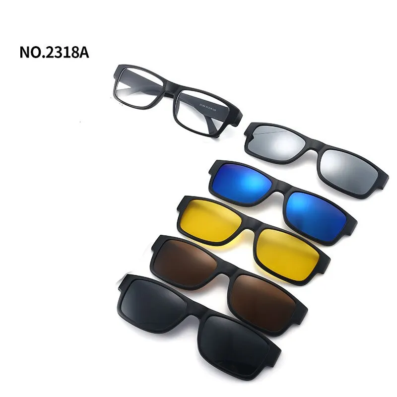 love609---6 In 1 Custom Men Polarized Optical Magnetic Sunglasses