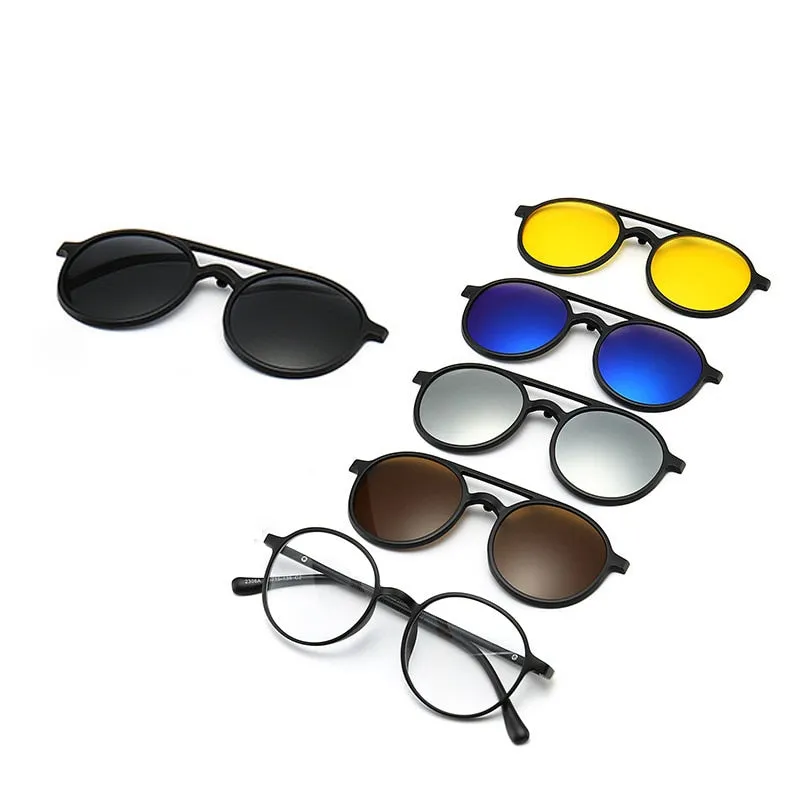 love609---6 In 1 Custom Men Polarized Optical Magnetic Sunglasses
