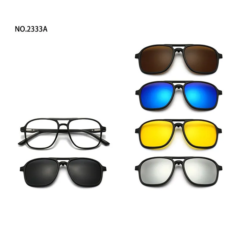 love609---6 In 1 Custom Men Polarized Optical Magnetic Sunglasses