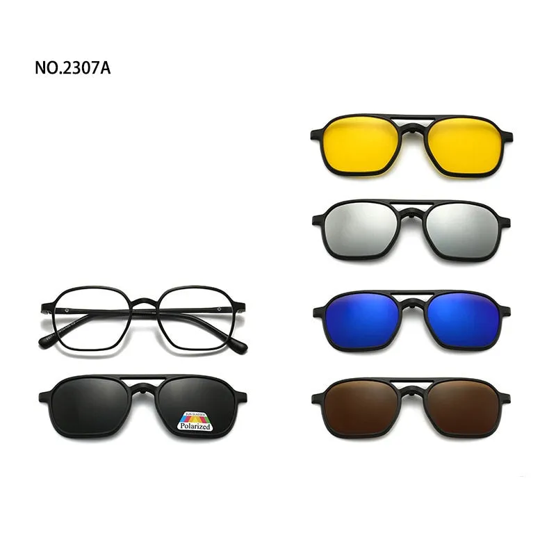 love609---6 In 1 Custom Men Polarized Optical Magnetic Sunglasses