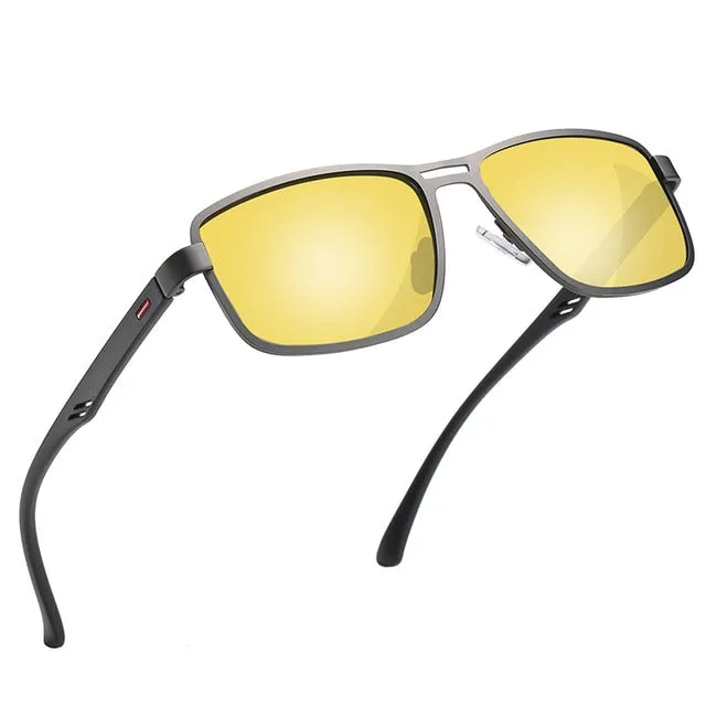 Men's Polarized UV400 Square Metal Frame Driving Sunglasses