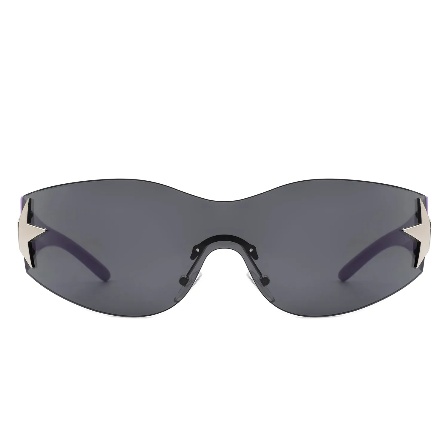 Myrith - Women Rectangle Rimless Wraparound Fashion Oversize Sunglasses