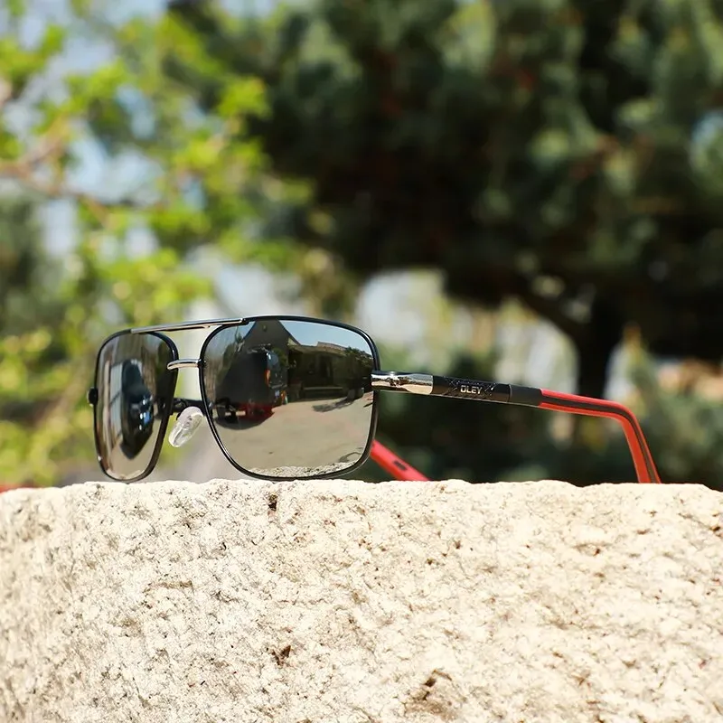 Oley Women's Full Rim Square Double Bridge Aluminum Magnesium Polarized Sunglasses Y7613