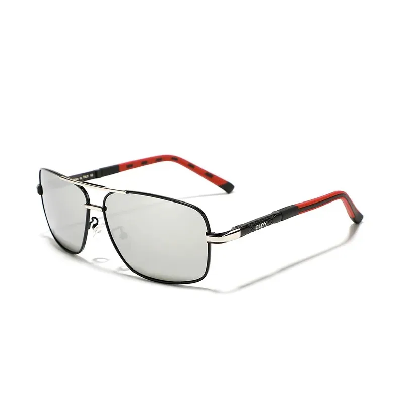 Oley Women's Full Rim Square Double Bridge Aluminum Magnesium Polarized Sunglasses Y7613