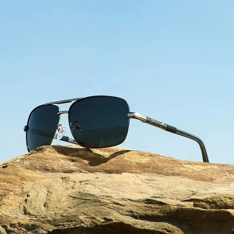 Oley Women's Full Rim Square Double Bridge Aluminum Magnesium Polarized Sunglasses Y7613