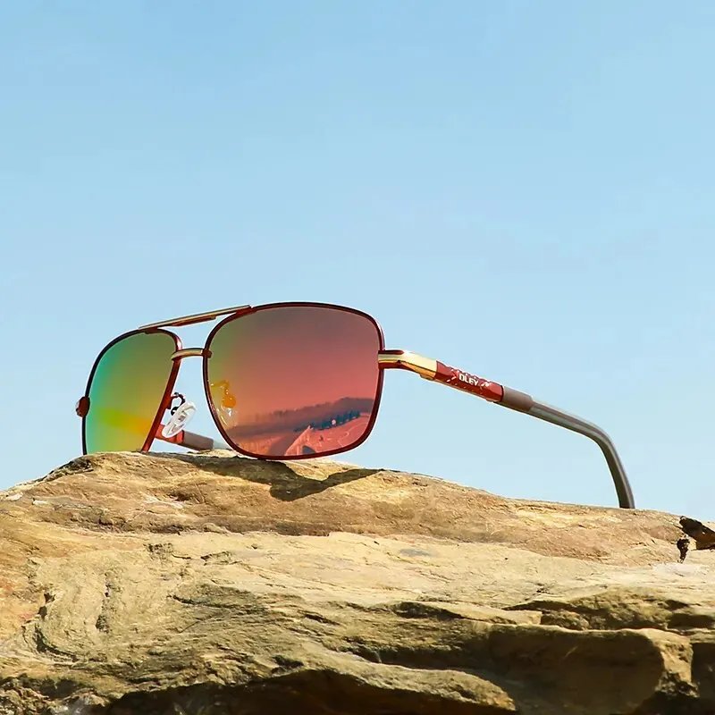 Oley Women's Full Rim Square Double Bridge Aluminum Magnesium Polarized Sunglasses Y7613