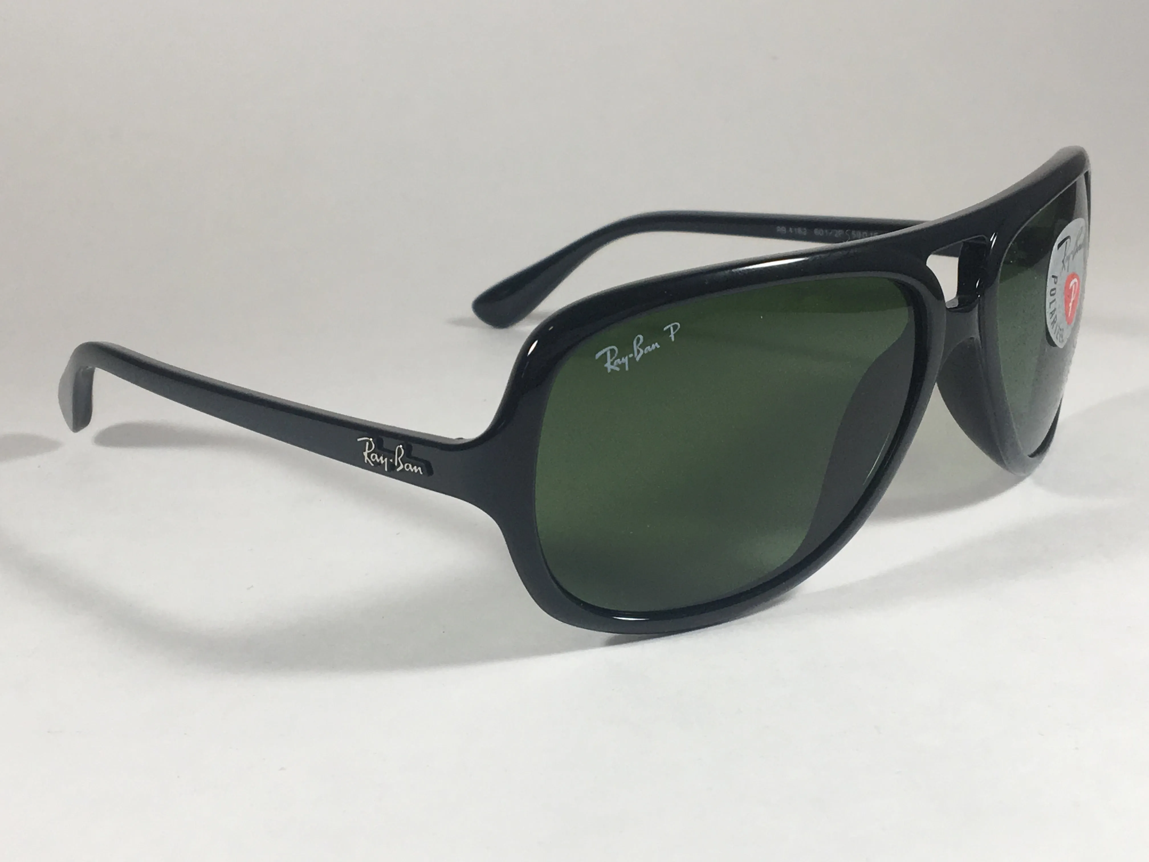 Ray-Ban Polarized Turbo Aviator Sunglasses Black Propionate Frame Green Lens Men RB4162 601/2P
