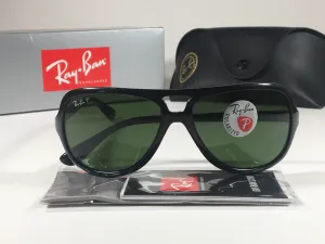 Ray-Ban Polarized Turbo Aviator Sunglasses Black Propionate Frame Green Lens Men RB4162 601/2P