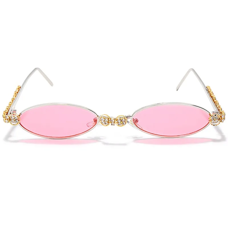 Round Rhinestone Sunglasses Women 2020 Fashion Steampunk Diamond Sunglasses Crystal Vintage Shades Eyeglasses Sunglasses Oval