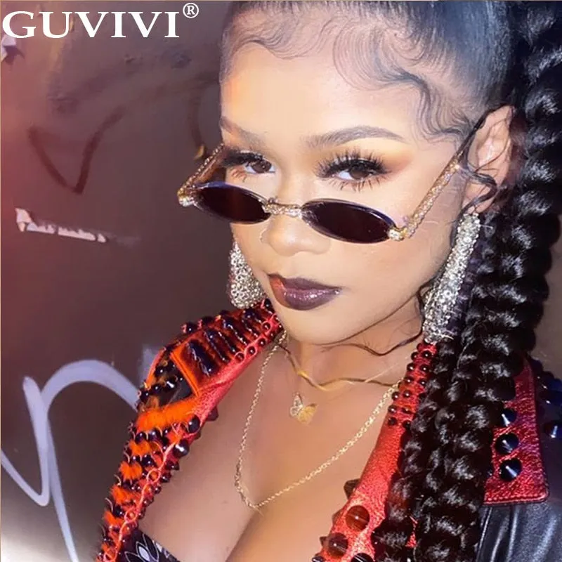 Round Rhinestone Sunglasses Women 2020 Fashion Steampunk Diamond Sunglasses Crystal Vintage Shades Eyeglasses Sunglasses Oval